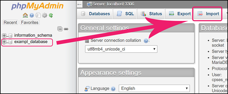 Приложение phpmyadmin не позволяет импортировать данные